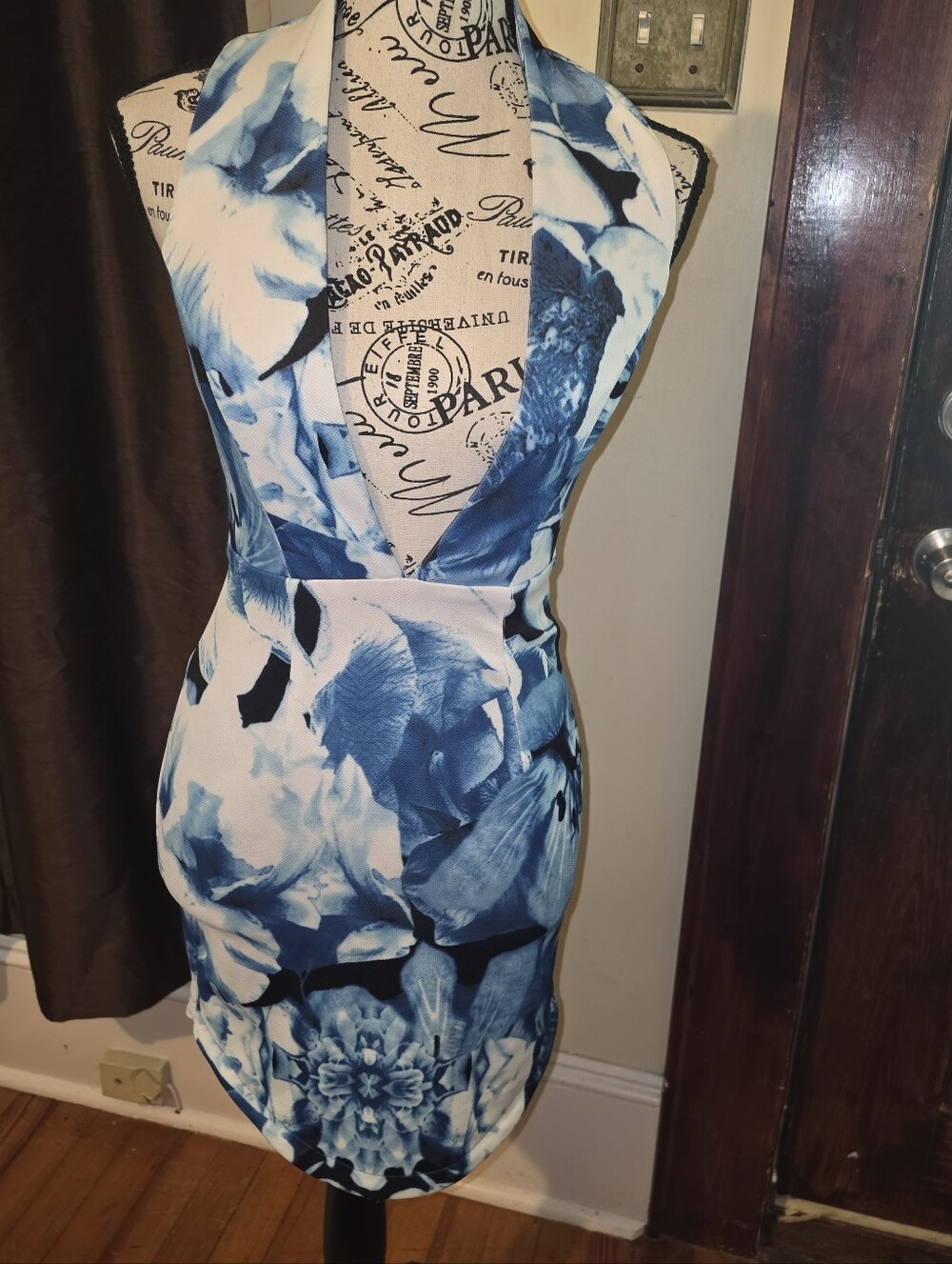 Lulus Budding Up Blue Floral Print Bodycon Dress Dress S